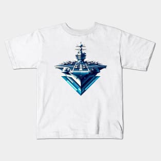 Naval Geometric Giant | USS Gerald R. Ford CVN-78 Tee Kids T-Shirt